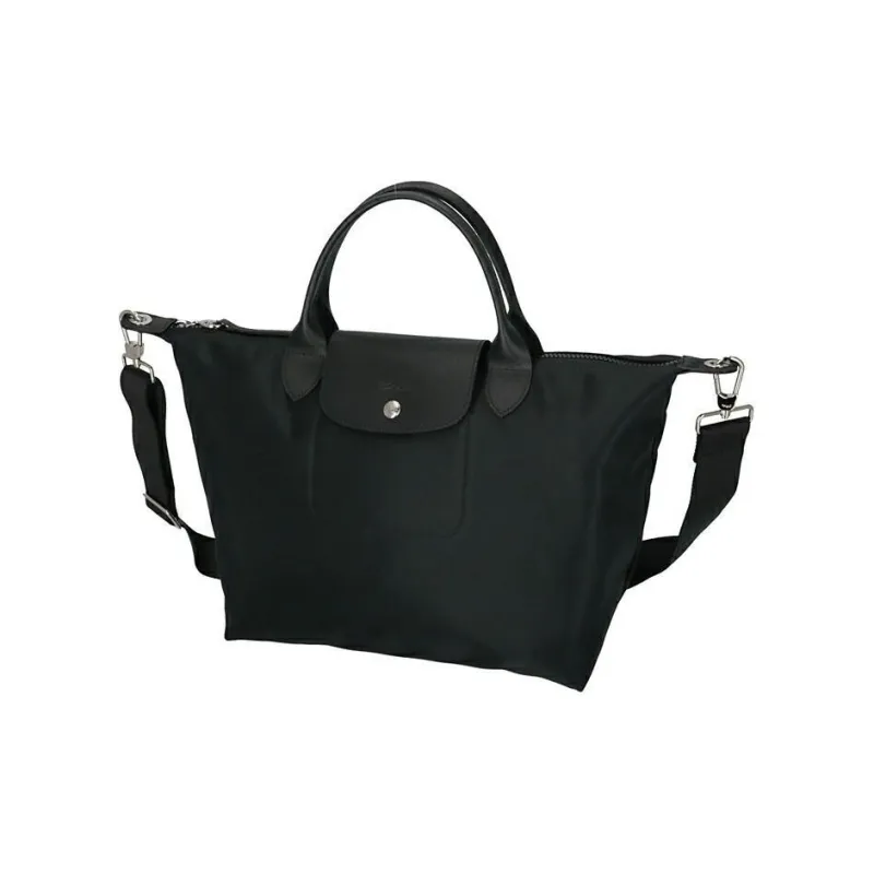 LONGCHAMP Le Pliage Néo Polyamide Canvas With Leather Shoulder Bag Dumpling Bag Handbag Medium Size Men's Black-2