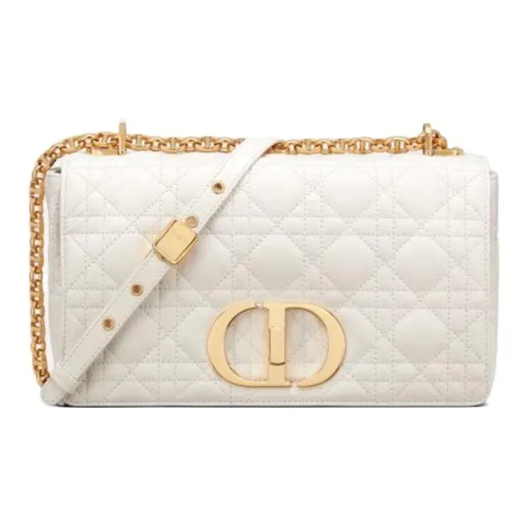 DIOR Cow Leather Shoulder Bag, Crossbody Bag Medium Size Women's Ivory-0