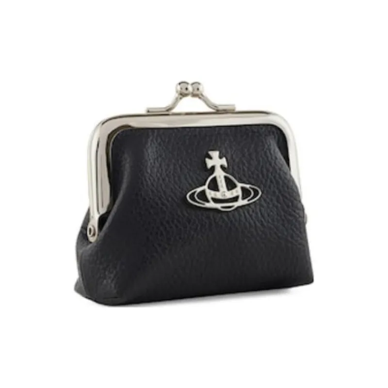 Vivienne Westwood Grain Leather Coin Purse Mini Unisex Black-1