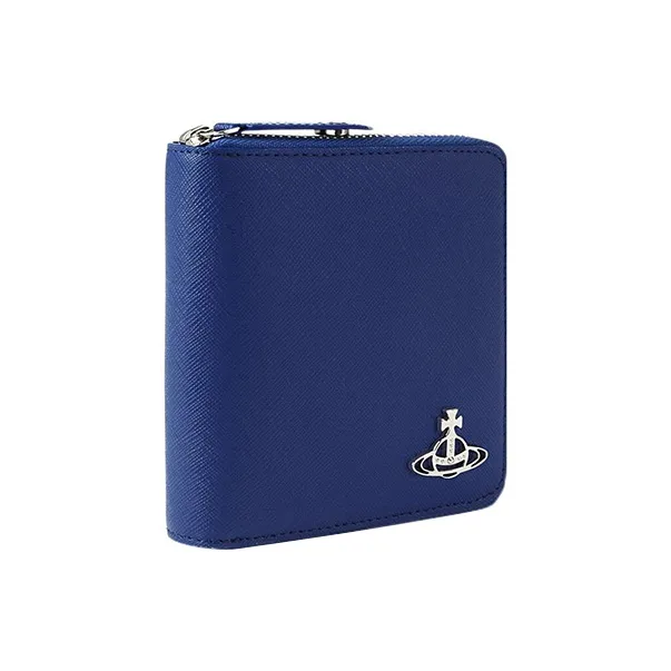 Vivienne Westwood Saffiano Cow Leather Coin Purses Wallets Women's Blue-1