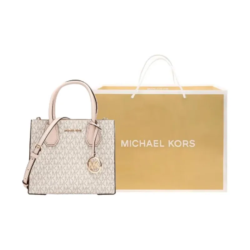 MICHAEL KORS Mercer Cow Leather Trunk Bag Handbag Shoulder Bag Crossbody Bag Medium Size Women's Cherry Blossom Pink-17