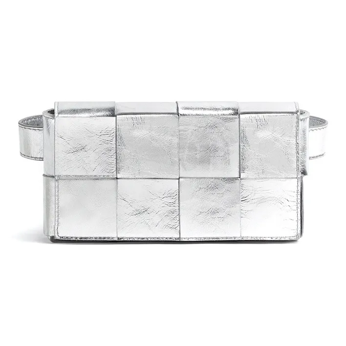 Bottega Veneta CASSETTE Sheepskin Clutches Fanny Pack Regular Women's Metal Silver-0