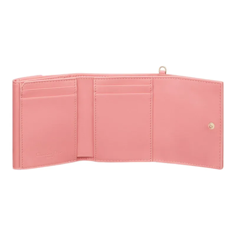 DIOR Lady Dior Soft Lambskin Clutches Card Holder Wallet Women's Light Pink-4