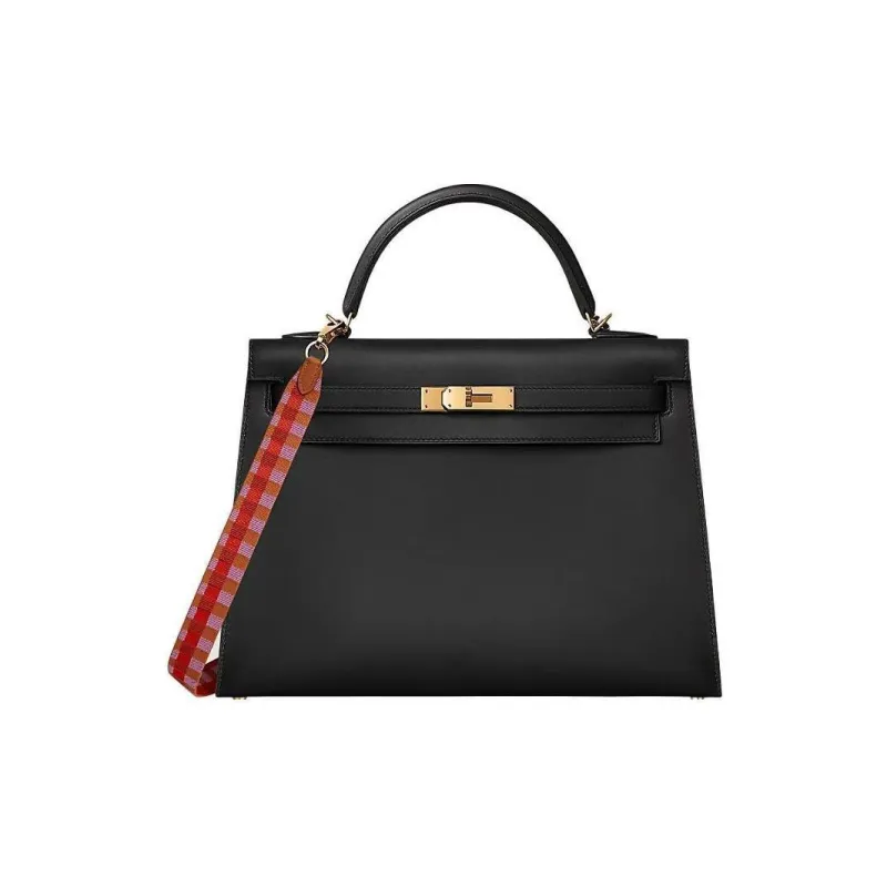 HERMES Maxi Quadrille Canvas With Swift Calfskin Bag Straps Women's Orange Red/Maroon/Imperial Red/Gold-2