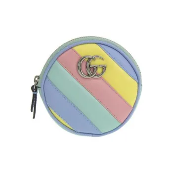 GUCCI Leather Wallet Women's Blue/Multicolor