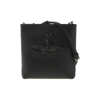 Vivienne Westwood Cow Leather Shoulder Bag, Crossbody Bag Unisex Black