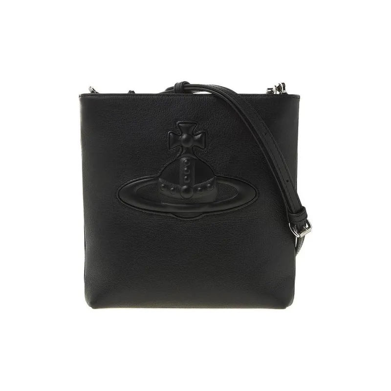 Vivienne Westwood Cow Leather Shoulder Bag, Crossbody Bag Unisex Black-0