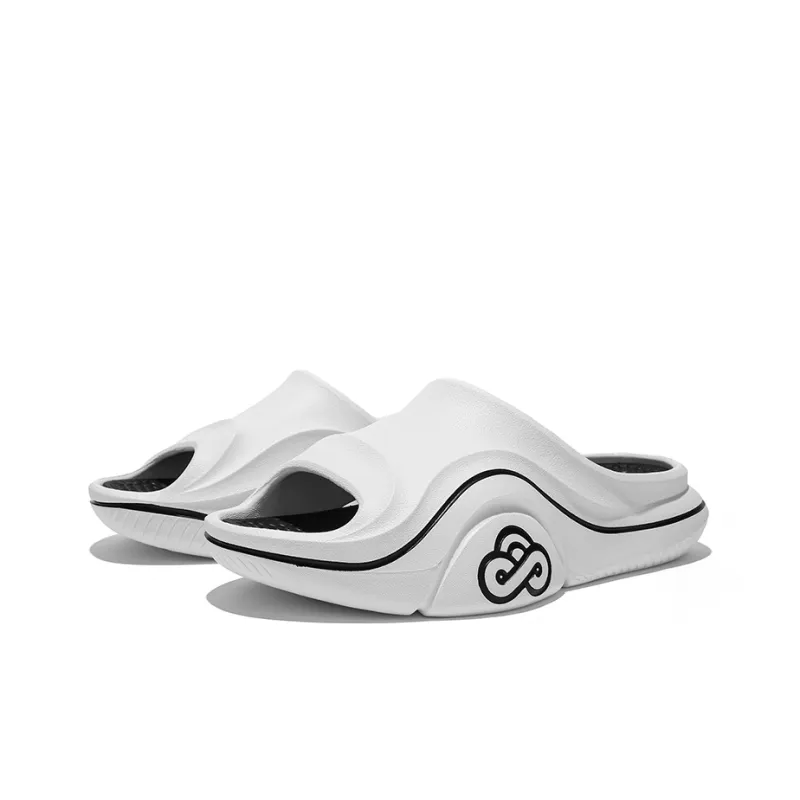 Cool Bucket Cloud Series Cut Out Slip Resistant Slide Slippers Unisex Cloud White Black-2