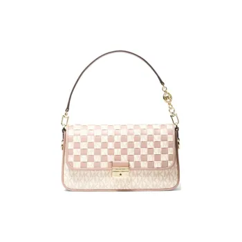 MICHAEL KORS Bradshaw Cow Leather Shoulder Bag Baguette Bag Shoulder Bag Small Size Women's Vanilla White & Pink