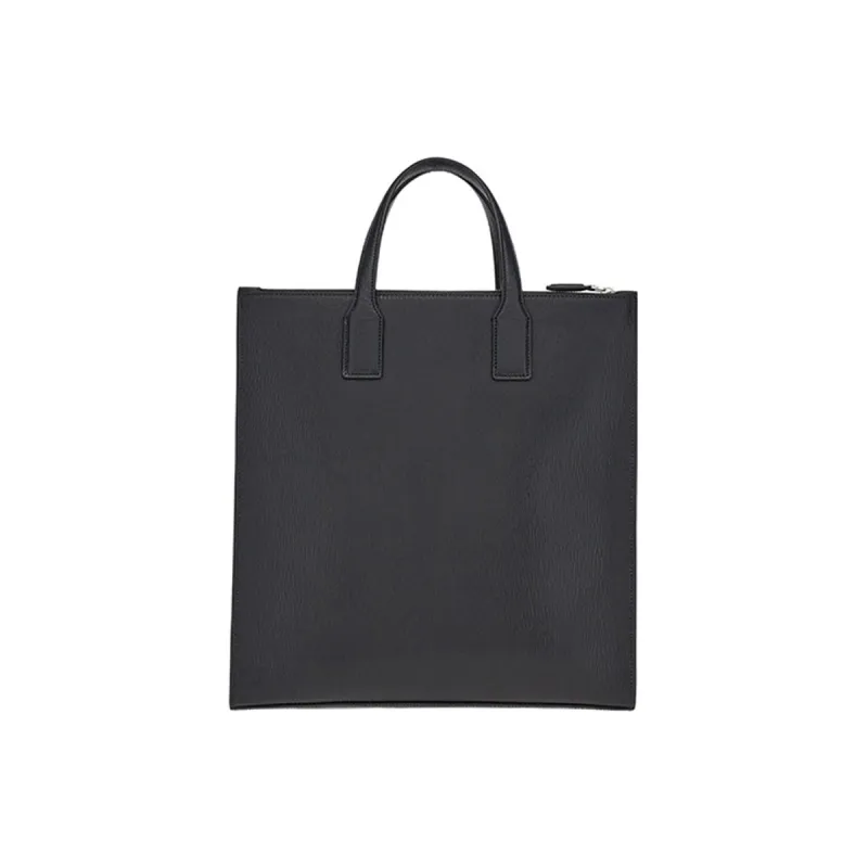 FERRAGAMO Hammered Texture Cow Leather Handbag Men's Black-2