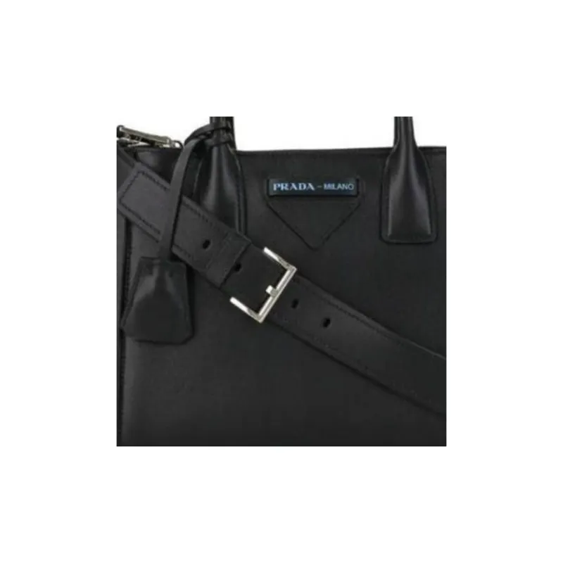 PRADA Genuine Leather Shoulder Bag Crossbody Bag Handbag Women's Black-5