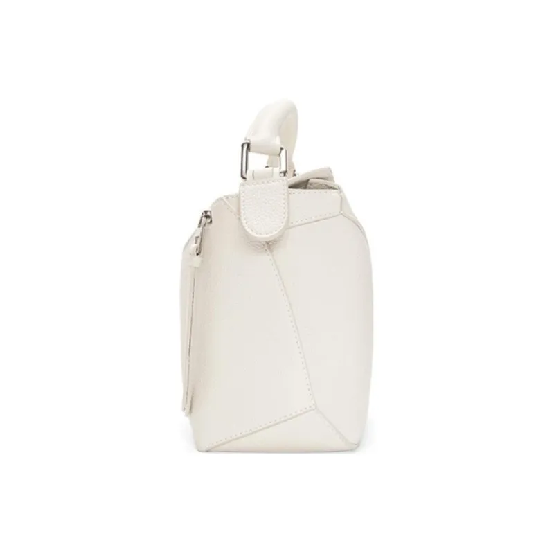 LOEWE Puzzle Soft Grain Calfskin Shoulder Bag, Crossbody Bag, Handbag Trumpets Women's White-2