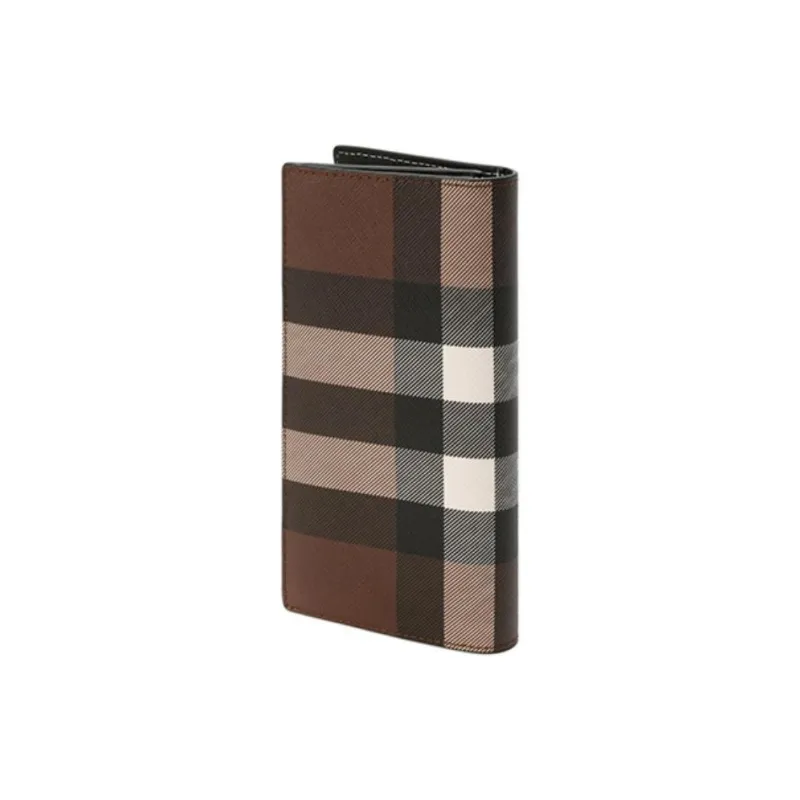 Burberry Faux Leather With Textile Coin Purses Wallets Men's Brown-1
