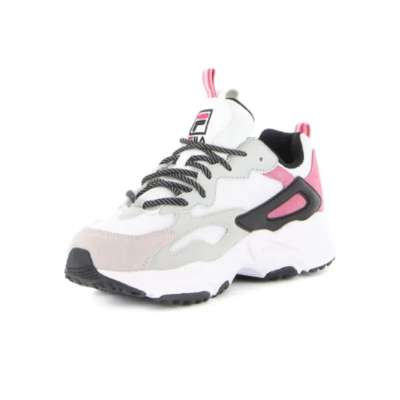 FILA Ray Tracer Cushioning, Wear Resistant Low Top Casual Shoes Women's White Pink-2