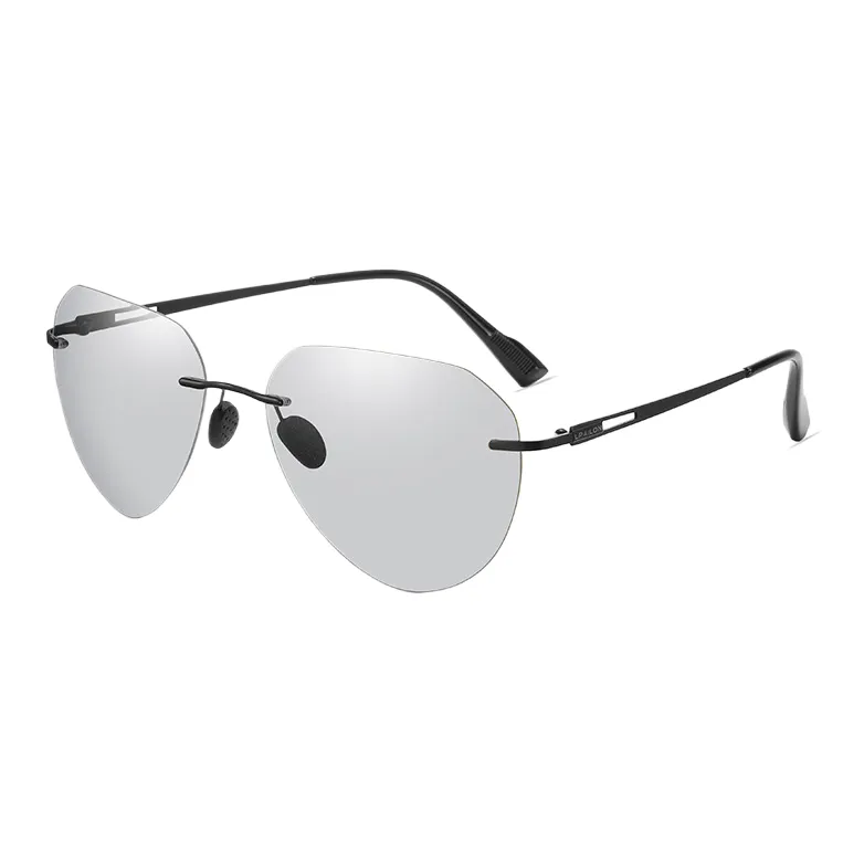 Thunder Pailong Pure Titanium Aviator Sunglasses Men's Black/Silver-6