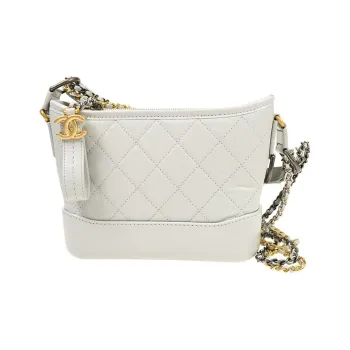 CHANEL Gabrielle Calfskin Hobo Bag Handbag Shoulder Bag Crossbody Bag Small Size Women's White
