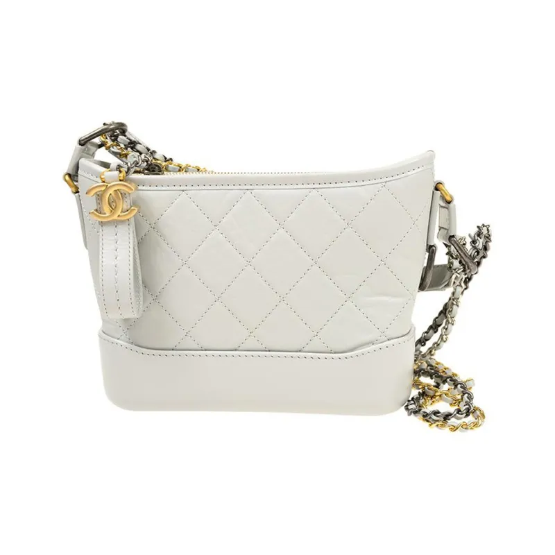 CHANEL Gabrielle Calfskin Hobo Bag, Handbag, Shoulder Bag, Crossbody Bag Trumpets Women's White-0