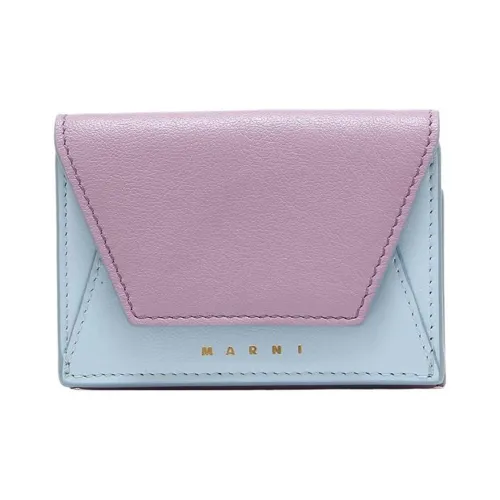 MARNI Calfskin Wallet Women's Light Purple Lilac With Pink/Blue Accents