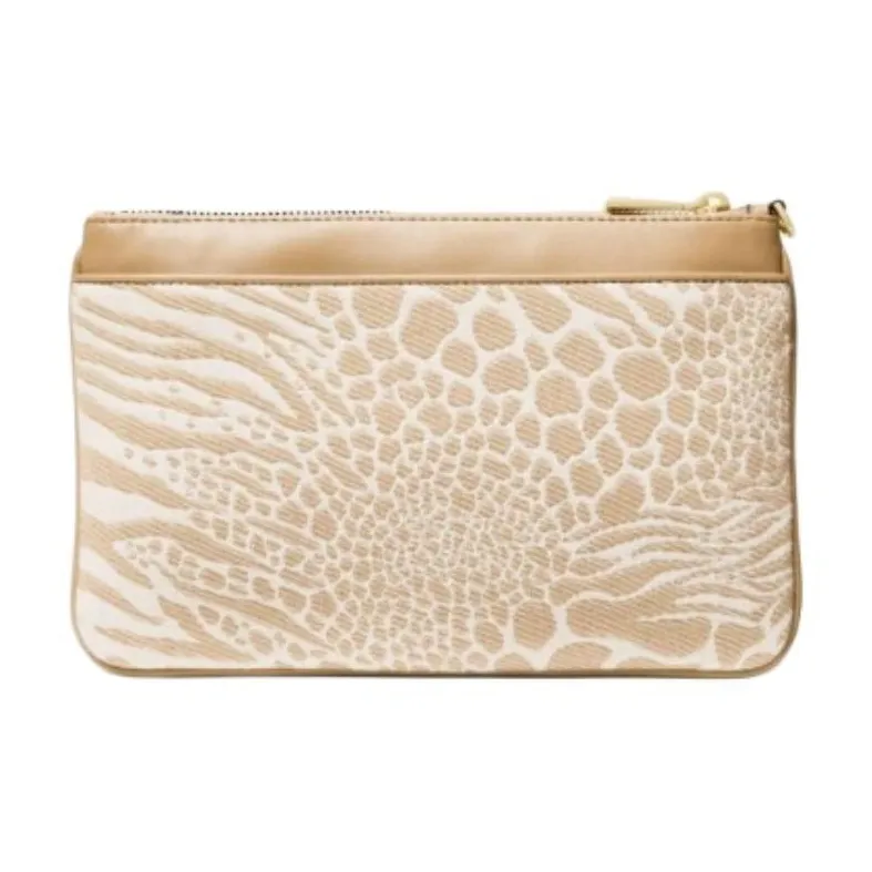 MICHAEL KORS Jet Set Charm Fabric Clutch Tubas Women's Light Camel/Ecru-4