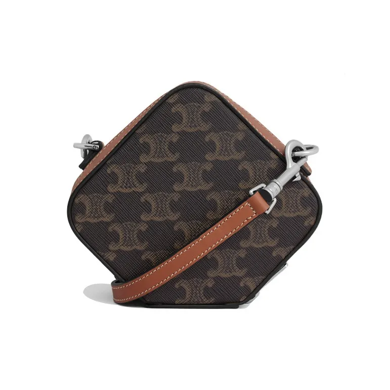 CELINE Cow Leather 3D Effect Square Bag Crossbody Bag Shoulder Bag Men's Tawny-3