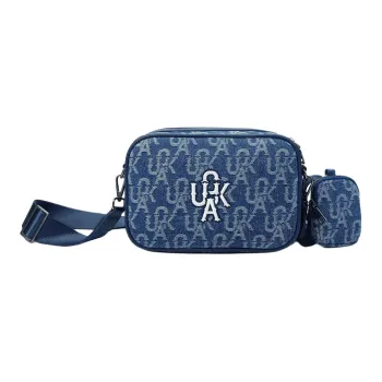 Guuka Fabric Small Square Bag Camera Bag Crossbody Bag Regular Unisex Denim Blue