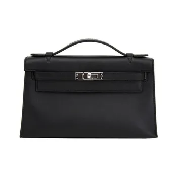 HERMES Mini Kelly Swift Leather Kelly Bag Handbags Women's 89 Noir Black