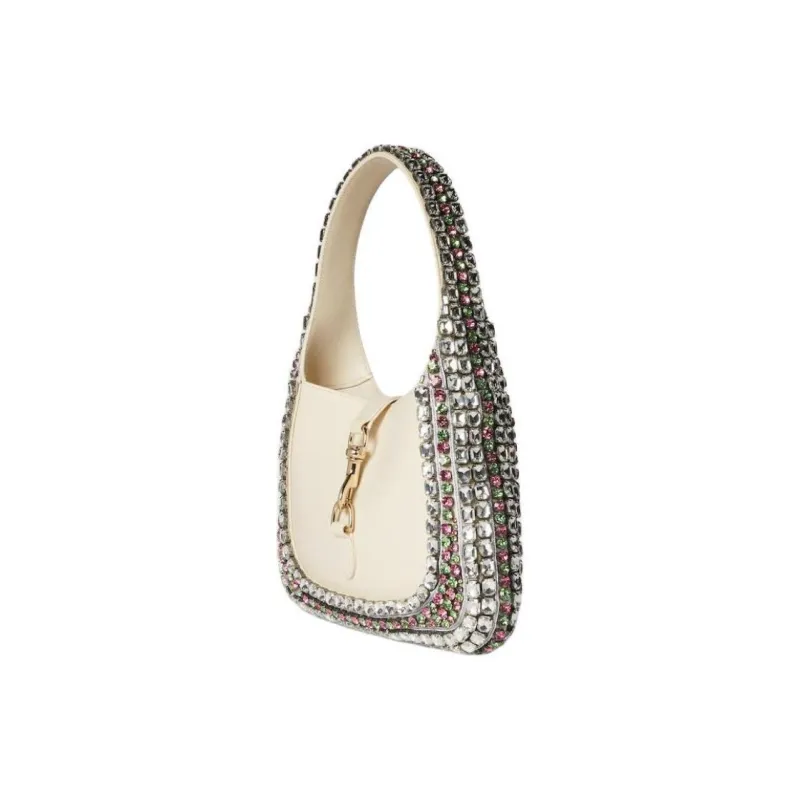 GUCCI Leather Handbag Shoulder Bag Small Size Women's White-1