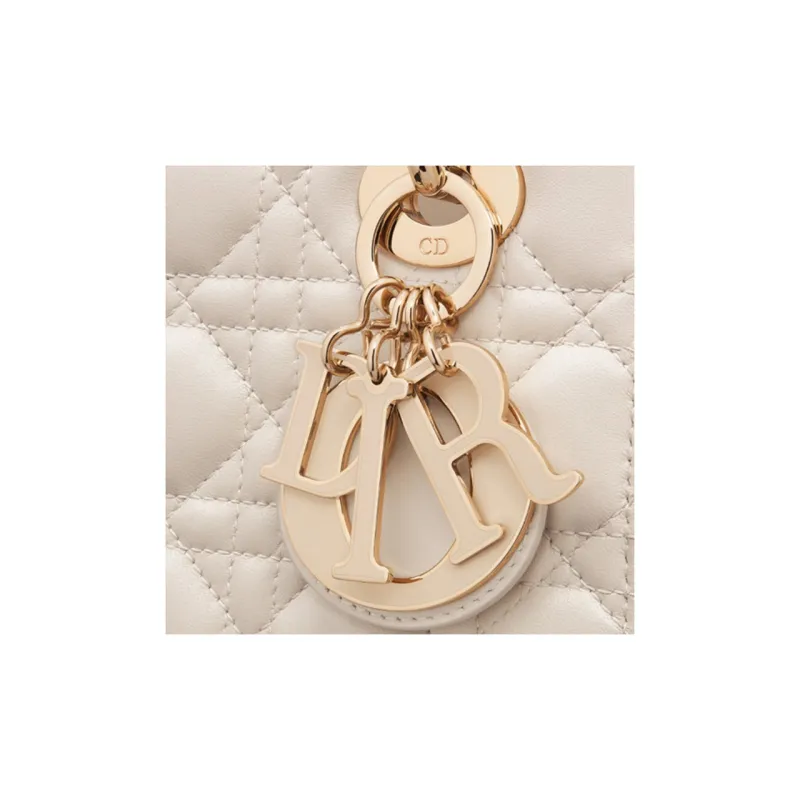DIOR Lady DiorMy ABCDior Sheepskin Lady Dior Bag, Crossbody, One Shoulder, Handbag Small Size Women's Ivory Gray-3