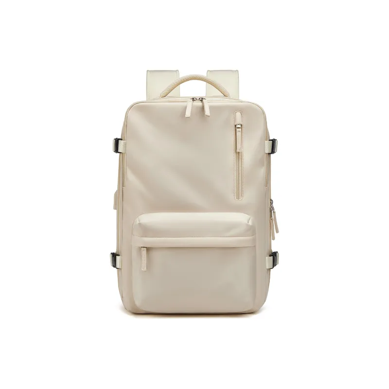 Land Gulls Nylon Double Shoulder Backpack Laptop Bag Regular Unisex Ecru-1