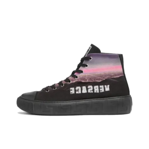VERSACE pulsar Top Skateboard Shoes Men's Black Pink