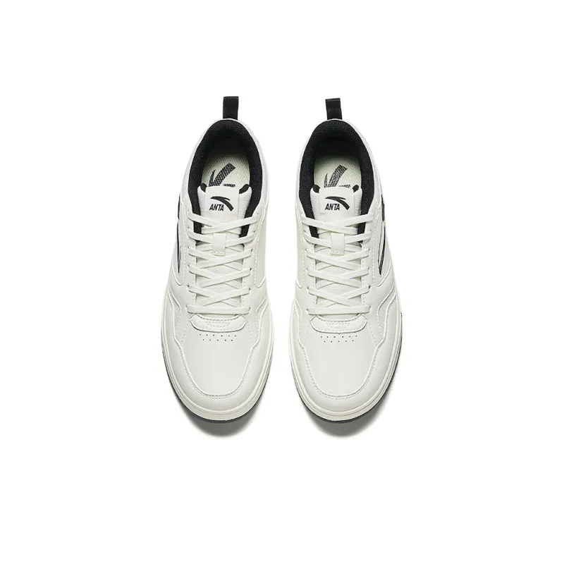 Anta Lightweight White Sneakers Height Increasing Lightweight Low Top Skateboard Shoes Women's Ivory-2
