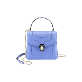 BVLGARI Serpenti Forever Calfskin One Shoulder Chain Crossbody Handbag Women's Purple