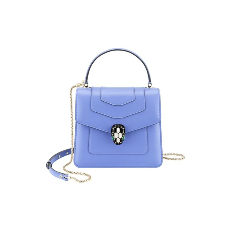 BVLGARI Serpenti Forever Calfskin One Shoulder Chain Crossbody Handbag Women's Purple-0