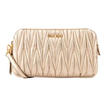 MIU MIU Calfskin Shoulder Bag Women's Gold