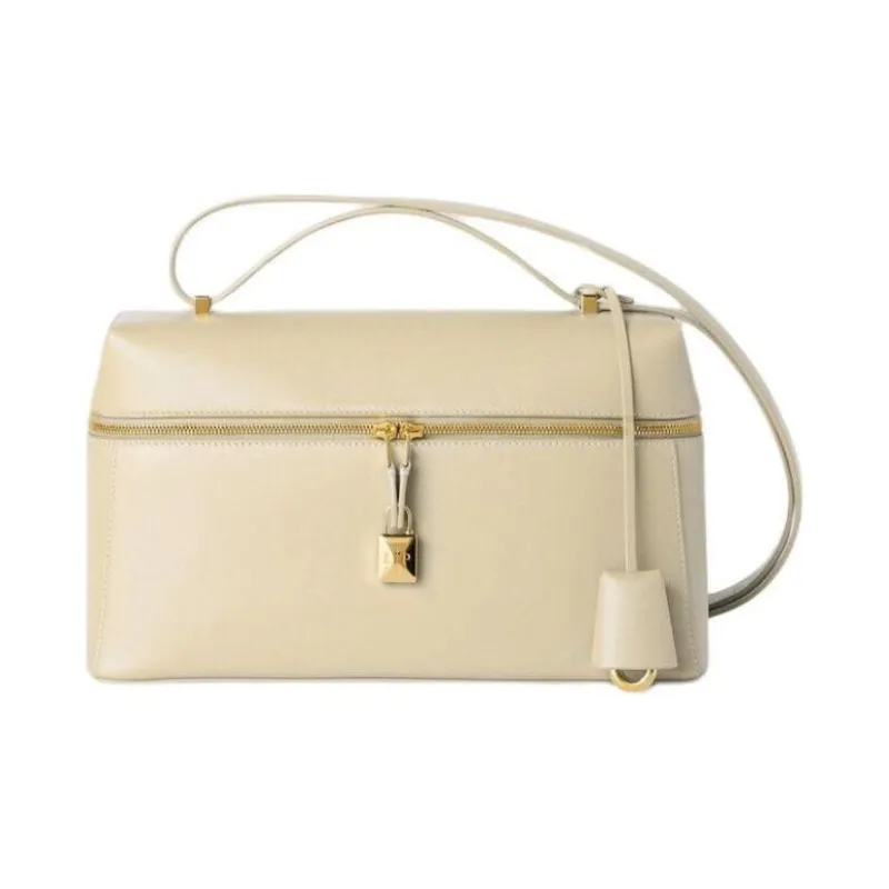 Loro Piana Extra Bag Cow Leather Shoulder Bag Crossbody Bag Handbag Women's White-0