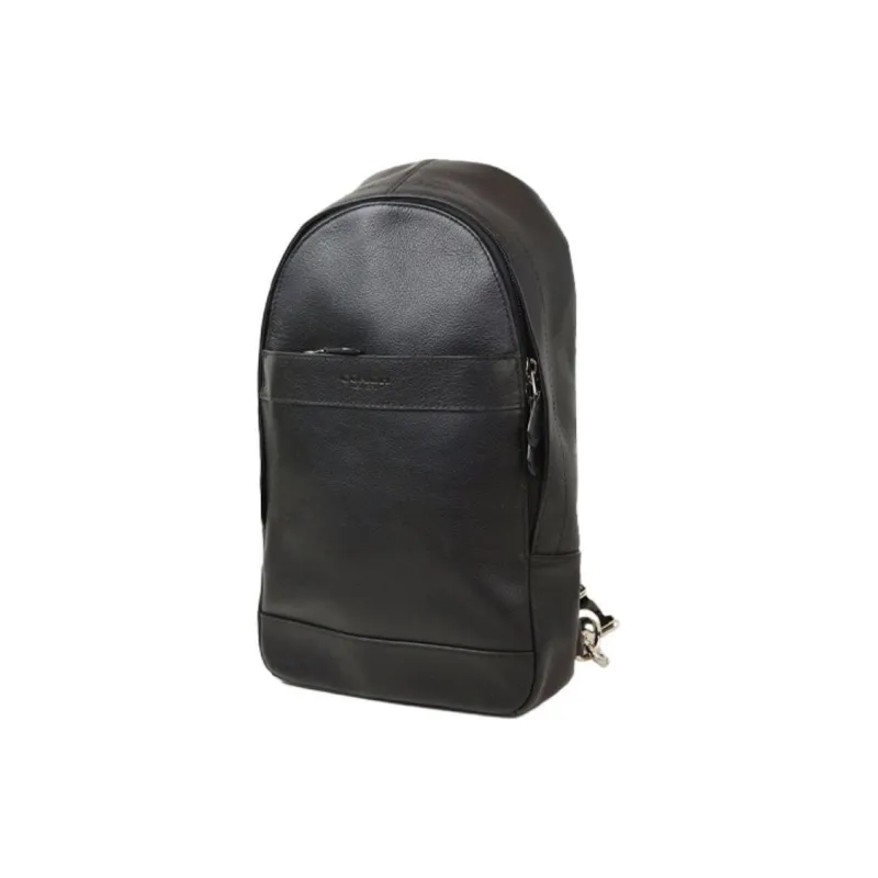 COACH Charles Pebbled Leather Shoulder Bag Small Size Men's Black-3