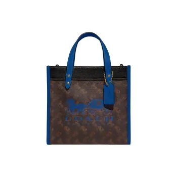 COACH Field Pebbled Leather Tote Bag Shopping Bag Handbag Shoulder Bag Crossbody Bag Small Size Women's Black & Blue