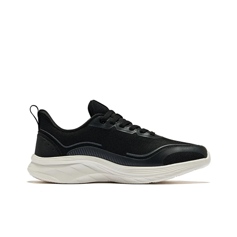 Erke Cushioning Wear Resistant Low Top Running Shoes Women's Jet Black Bright Silver-1