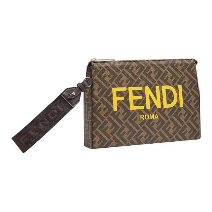FENDI Cotton Handbags Clutches Men's Brown-1