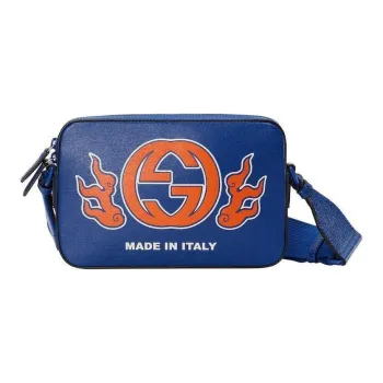 GUCCI Leather Crossbody Bag, Shoulder Bag Men's Blue