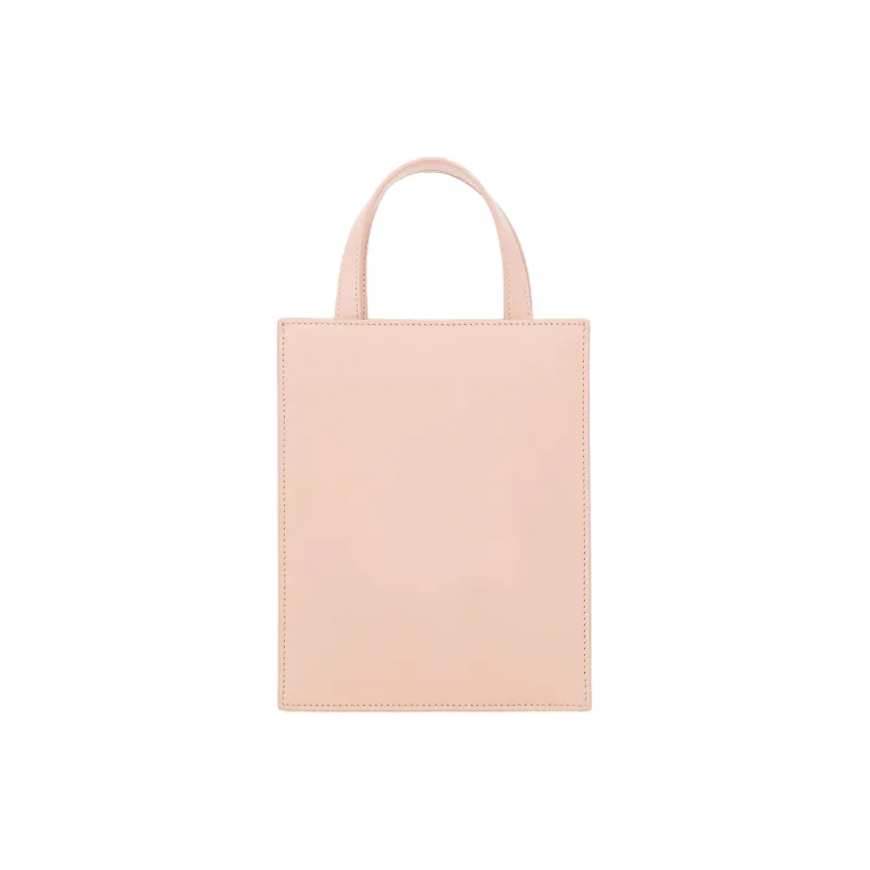 FERRAGAMO GANCINI Palm Calfskin Tote Bag, Shopping Bag, Handbag Mini Women's Pink & Bright White-3