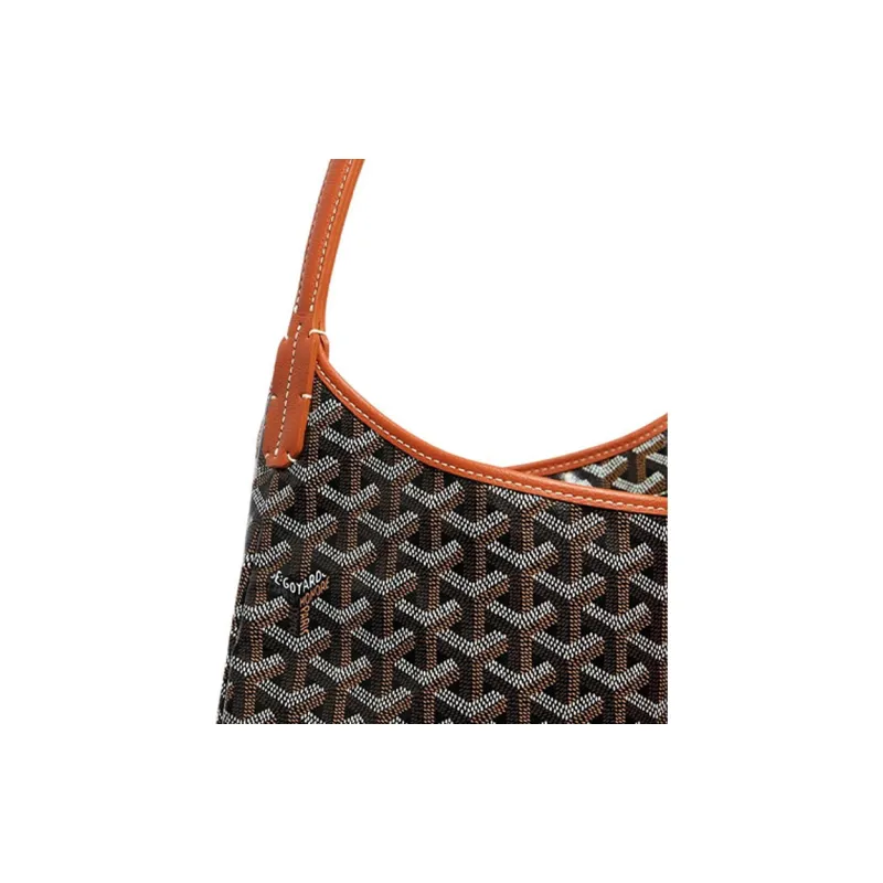 GOYARD Bohème Hobo Canvas With Leather Shoulder Bag Combo Bag Shoulder Bags Women's Tan With Orange Small Heart Design-4