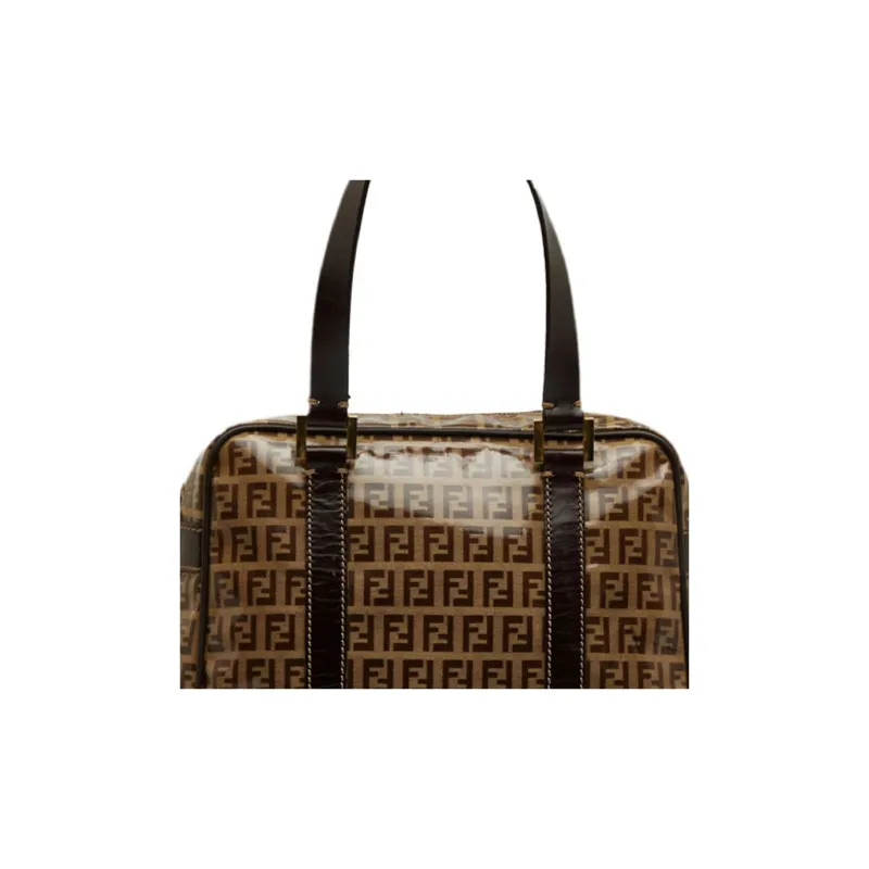 FENDI Canvas With Calfskin One Shoulder Handbags Women's Beige & Brown-2
