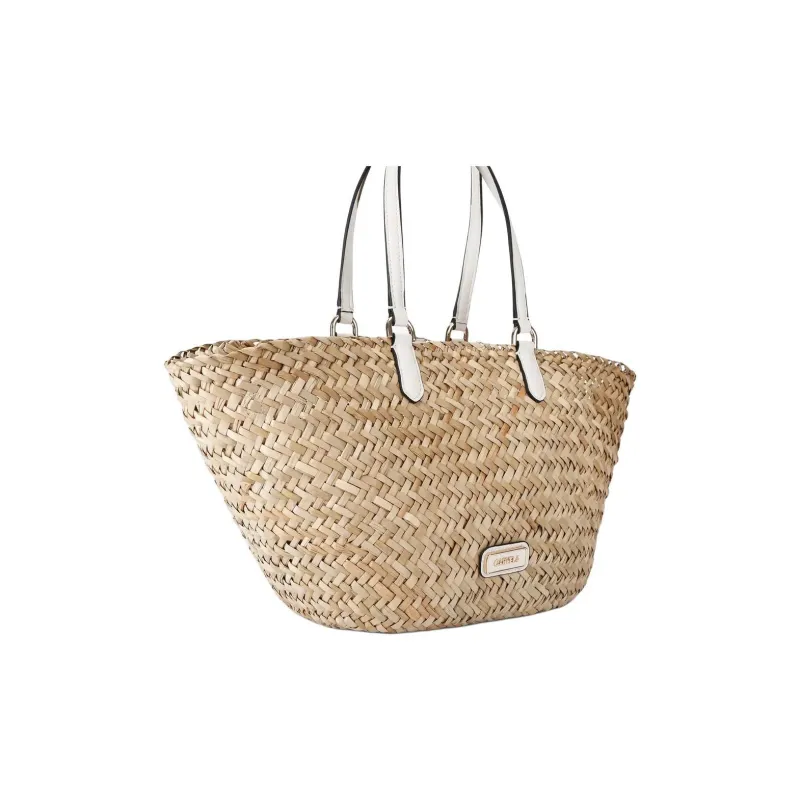 Kurt Geiger London Straw Woven Basket Bag Handbag Women's Natural & White-1