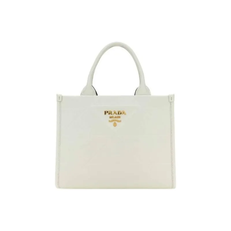 PRADA Symbole Leather Shoulder Bag Crossbody Bag Handbag Small Size Women's White-0