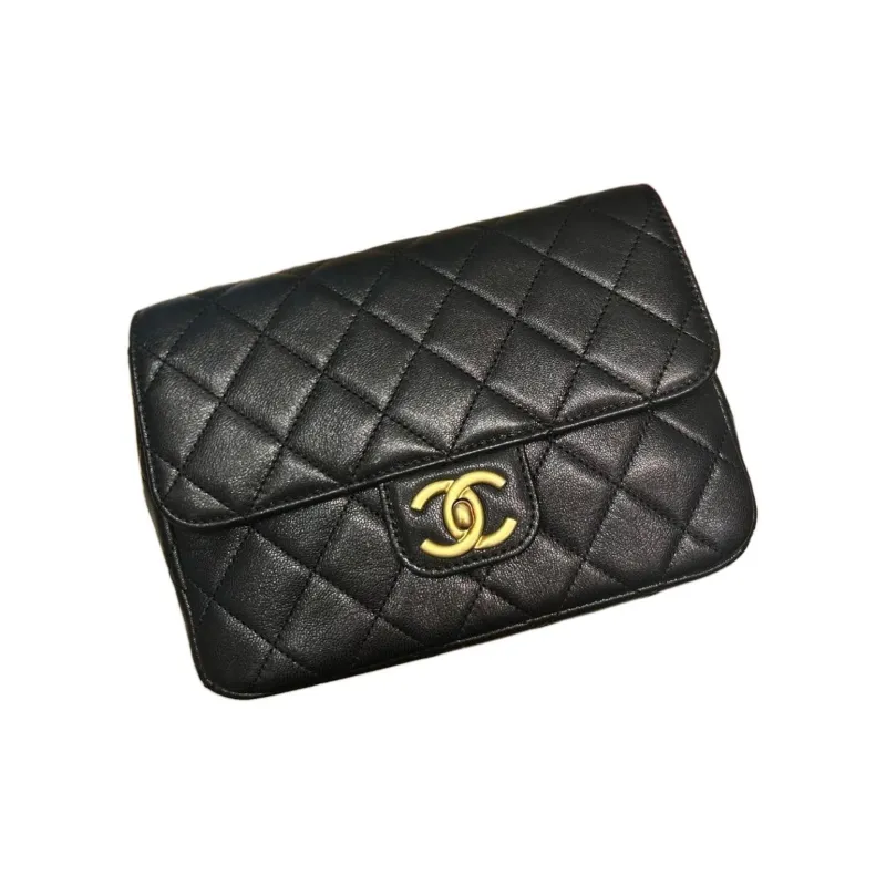 CHANEL Goatskin Flap Bag, Crossbody Bag, Shoulder Bag Mini Women's Black-1