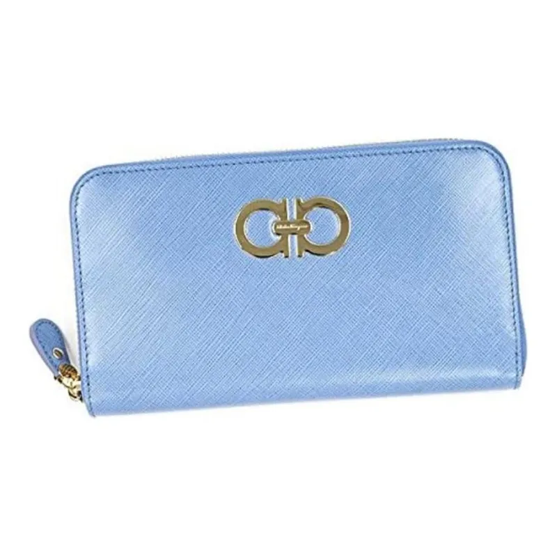 FERRAGAMO Cow Leather Wallet Women's Light Blue-0