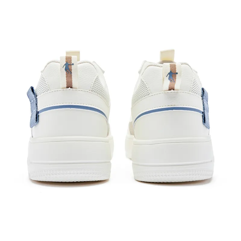 QIAODAN Coverage Slip Resistant Balance Low Top Skateboard Shoes Men's Ivory Mineral Blue-6