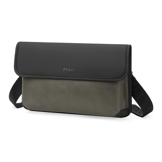 POLO Synthetic Leather Crossbody Bag Shoulder Bag Medium Size Men's Gray Green-6