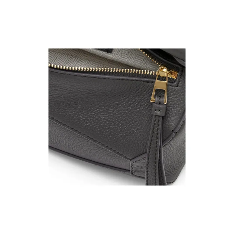 LOEWE Puzzle Soft Grain Cow Leather Puzzle Bag, Shoulder Bag, Crossbody Bag, Handbag Mini Women's Dark Gray-5